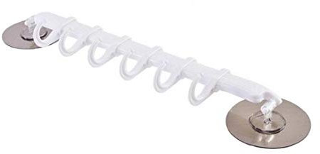 Froiny Suction Cup Kitchen Rail with Sliding Hooks Hanging Utensil Holder Rack Towel Bar Organizer for Bathroom Shower