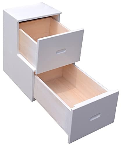 SDFVSDF Scala Letto a Castello Armadio per Scale a 2 Gradini con 2 Cassetti, Armadio Portaoggetti in Legno Massello per Camera da Letto/corridoio/Soggiorno/Camera dei Bambini