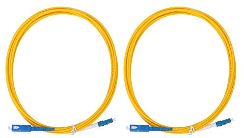 Câble de raccordement à fibre optique, 2 pièces 3 mètres LC/UPC vers SC/UPC Cordon de raccordement à fibre optique jaune