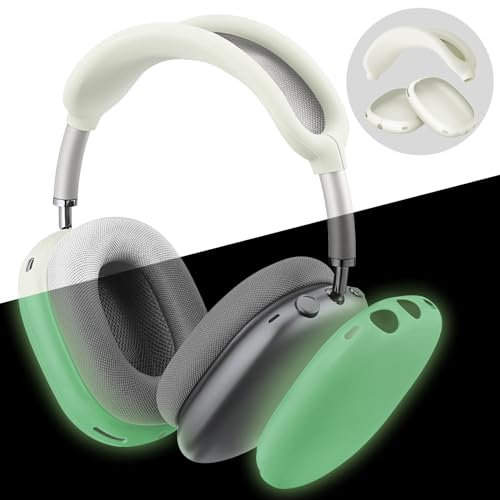 FINTIE Silikon-Schutzhülle für AirPods Max - Anti-Kratz-Ohrmuschel und Kopfband-Abdeckung, Zubehör Skin Protector (Grün, Leuchtet im Dunkeln)