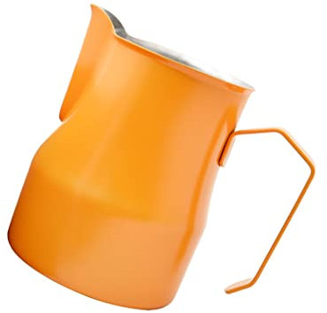 Abcsea 1 Pieza Jarra de Leche de Acero Inoxidable, Jarra de Espuma de Leche, Jarra de Acero Inoxidable, Estilo Europeo, Naranja 500ml/17oz