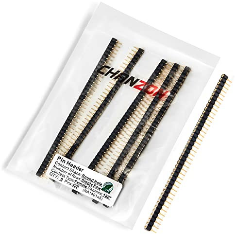CHANZON en-tête de Broche 40 pin x 5 pièces pin d'en-têtes Femelles Droit Une Seule rangée épingles Rondes Plaqué Or Pas de 2,54 mm pour PCB, Arduino Gpio, connecteur, Machine, Planche à Pain