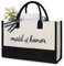TOPDesign Canvas-Tragetasche, Brautparty, Geschenke für Braut, Hochzeit, Junggesellinnenabschied, Brautgeschenk, Schultertasche, Schwarz und Weiß, 17 x 11.8 x 7.8