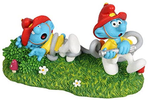 Smurfs AquaDella Aqua Della, Feuerwehrmann-Waldschlümpfe-Figur, 15,7 x 7,2 x 8,6 cm, sehr detailliert und aus Polyesterharz, ungiftig und pH-neutral, für Süß- und Meerwasseraquarien