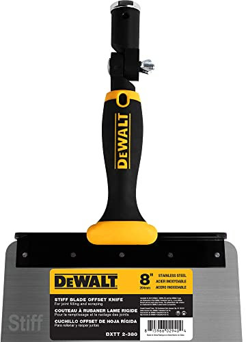 DEWALT 8 Offset Knife, 0.6mm Stainless Steel Stiff Blade | Soft-Grip Handle | DXTT-2-380