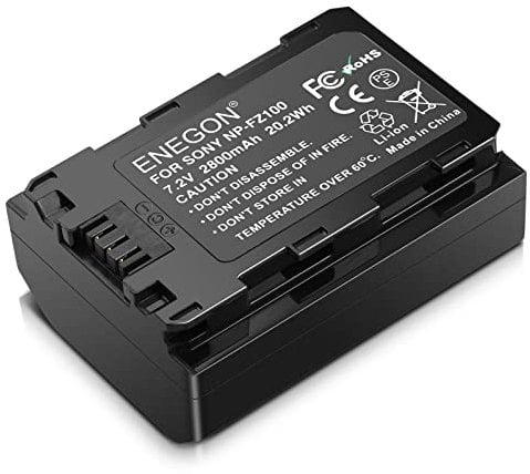 ENEGON NP-FZ100 Batteria 2800mAh, batteria ricaricabile agli ioni di litio, batteria di ricambio FZ100 compatibile con Sony A6600, A7C, A7III, A7RIII, A7RIV, A9, A9R, A9S, Alpha 9, Alpha 9R, Alpha 9S