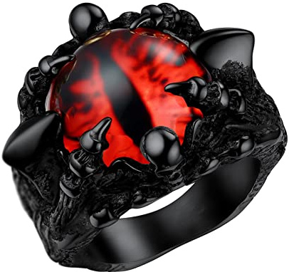 HIJONES Herren Drachenklaue Ring Mit Bösen Augen aus Edelstahl Vintage Gothic Biker Edelstein Ring