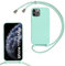 MBSLFY Lanyard Case for iPhone 11 Pro Max, Liquid Silicone Protective Phone Case with Strap Adjustable Neck Cord Necklace Soft Cover for iPhone 11 Pro Max, Mint green