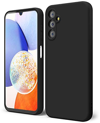 oakxco for Samsung Galaxy A14 5G Case Silicone,Thin Slim Grip Soft Rubber Gel Protective Phone Case for Women, Matte Plain Solid Color Aesthetic Cute Girly Case with Camera Cover, Black