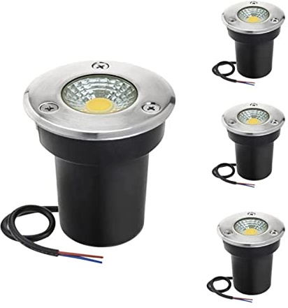 VZCOMM 4 Pack LED Underground Light COB Floor Lamp IP65 Waterproof Outdoor Ground Spot Landscape Garden Square Path Yard Recessed Buried Spotlight(White,30W)