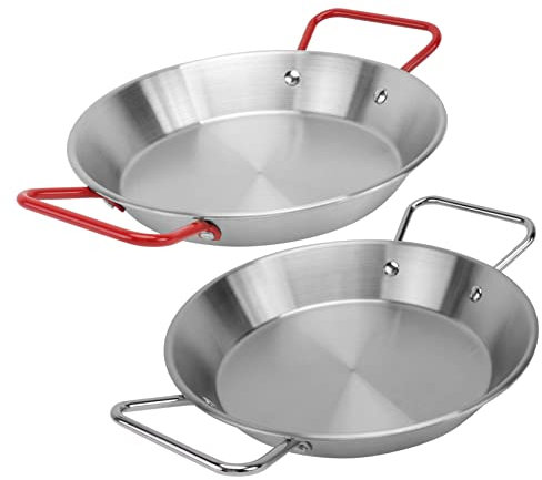 YARNOW 2 Piezas Olla De Acero Inoxidable Sartén Plato De Pan Paellera De Acero Al Carbono Asa Paellera Paella Con Tapa Paella Grande Salteado Vaporera Pastelería Bandeja De Almacenamiento