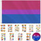 Mbsomnus Bi Flagge Set - 150x90cm Bisexual Pride Flag, 75 Stück Pride Sticker Tattoos, Bisexual Pride Pin - LGBT Flagge Gay Flag mit 2 Messingösen für LGBTQ+ Party Paraden Karneval Festival Feiern