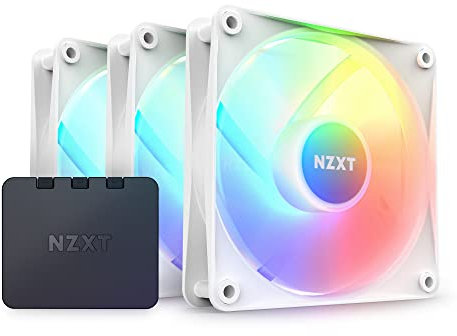NZXT Paquete Triple F120 RGB Core - 3 Ventiladores de 120 mm Montados en Hub Con Controlador - 8 LED Direccionables - Cuchillas Semitransparentes - Alta Presión Estática
