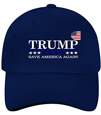Miujonvy Unisex Vintage Washed Baseball Cap Dad Caps Trump 2024 Save America Again Baseball Trucker Caps, Navy 0, One size