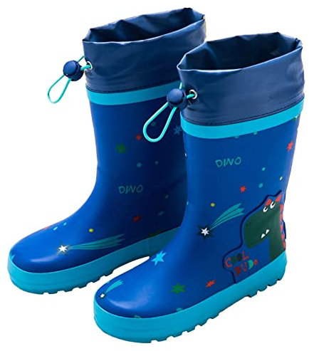 Stivali di Gomma per Bambini, Impermeabili, Antiscivolo, da Pioggia e Giardino, Blu, Taglia 34/35 (26)