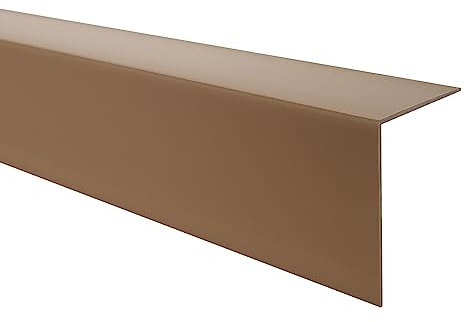 QUEST Cornière PVC Rigide Autoadhésive – Baguette d’Angle de Protection en PVC Dur pour Mur et Rebord – Profilé de Coin – 35x35mm, 200cm, marron