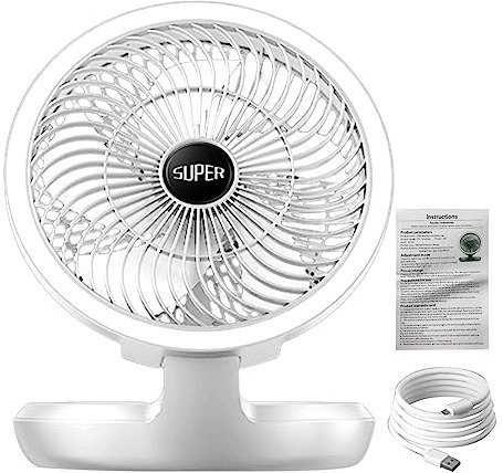 Imtrub Ventilador Plegable | Pared Recargables por USB - Ventilador circulador Aire silencioso Pared con luz Nocturna con 4 velocidades, para Escritorio y Dormitorio