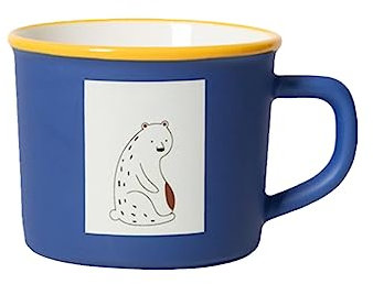 CAPIJIONG Taza de cerámica azul Klein de 300 ml de gran capacidad, tazas de café creativas de desayuno adecuadas para oficina, hogar, restaurante, cafetería, casa de té, oso polar, 301-400 ml
