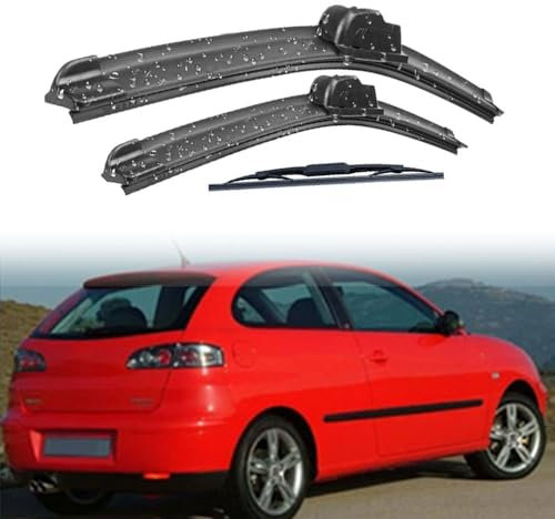 Escobilla Limpiaparabrisas Juego Frontal Trasero para Seat Ibiza 2002-2005, Limpiaparabrisas para Ventanas de Limpieza de Caucho 211914