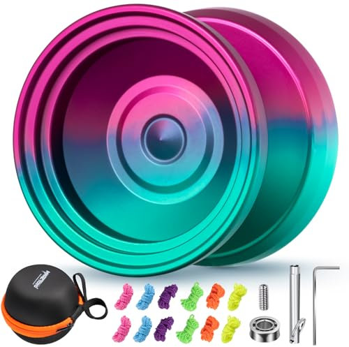 YOSTAR JoJo V8 Yo Yo Professional JoJo Kinder, Trick JoJo Profi JoJo Mit Leerlauf, Reagierendes Yoyo Für Kinder Metall Yoyo Dual Zweck JoJo Unresponsive Yoyo Kugellager + 12 Yoyo Schnur + Yoyo Hülle