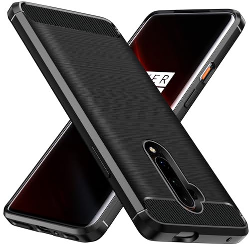 ivoler Silikon Hülle für Oneplus 7T Pro, [Militärischer Schutz] Stoßfest Handyhülle, Dünne Weiche Flexible TPU Kratzfest Schutzhülle Anti-Fingerabdruck Case Cover, Schwarz