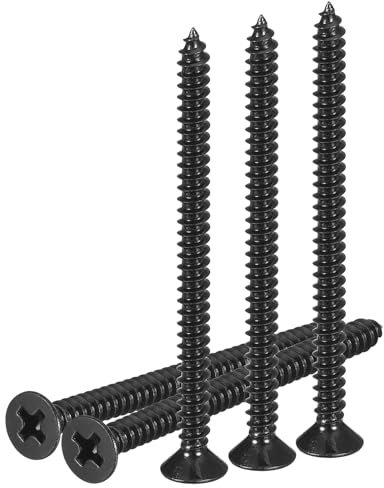 DTGN 100Pcs #6x2 Flat Head Wood Screws, 304 Stainless Steel Phillips Self Tapping Screws - Good for Woodworking, Furniture - Black