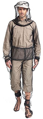 OnIUeZky 4pcs Mosquito -Anzug Anti -Mücken -Kleidung durchscheinende atmungsaktive Mückennetze Verstellbarer Mückenanzug Faltbarer Moskitoschutz für das Camping -Radfischerei -Wanderungen l/XL