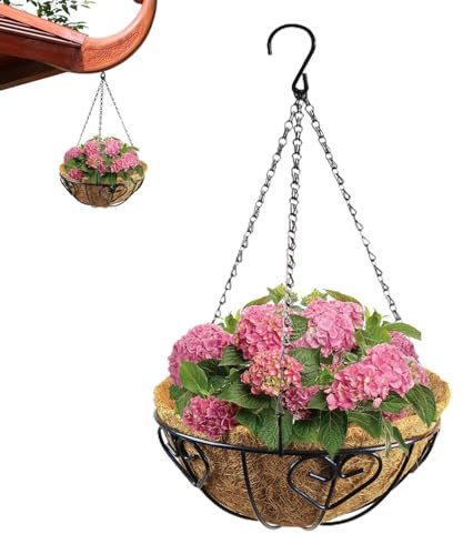 Generic Hängende Blumentöpfe, Metallkörbe für Pflanzen – Pflanzkorb zum Aufhängen, Gartenpflanzenkorb für Garten, Terrasse, Deck, Veranda, Pflanzen