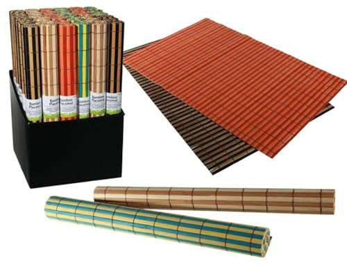 Bambus Tischset ca. 45 x 30 cm, 4 Farben Sortiert PLATZSET abwaschbar (4 x Rot)