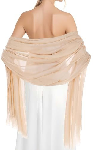 Andibro Stola Damen, Halstuch Einfarbiger Leichter Weicher Schal mit Fransen Stola Frauen Festlich Elegant Seidenschal Schultertuch für Abendkleid Hochzeits (Weiß)