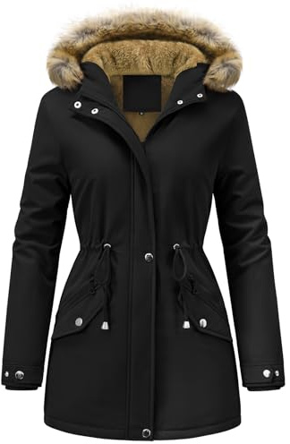 Vijamiy Winterparka Damen Warm Gefüttert Fleece Winterjacke Wasserdicht Wintermantel Winddicht Kapuzenmantel Mit Fell Lange parka