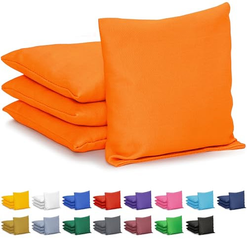 GoSports Cornhole Sitzsäcke 4er Set - Verordnung Allwetter - Classic Orange