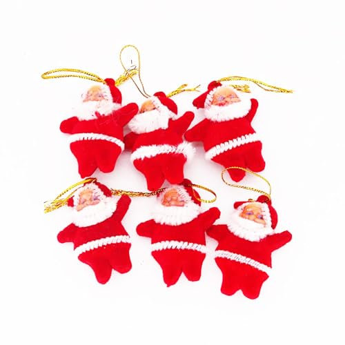 6 Pieces 7CM Santa Claus Dolls Christmas Pendants Hanging Tree Decorations Cute Mini Christmas Ornaments Gift