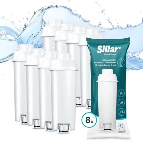 Sillar Wasserfilter 8x für Delonghi Kaffeemaschinen DLSC002, SER3017 & 5513292811 - Kompatibel mit ECAM, ESAM, ETAM Serie | Passt zu Dinamica, PimaDonna | Erhöht die Lebensdauer des Gerätes
