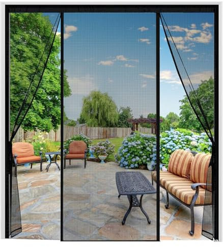 Tenda Zanzariera Porta Finestra Cortile 190x200cm Nero Rete Anti Zanzare Protezione Zanzara per soggiorno balcone