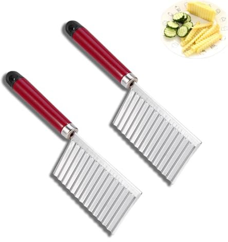 Kartoffelschneidemesser, 2er-Pack Crinkle-Cutter-Messer aus Edelstahl mit bequemem Griff, Multifunktions-Kartoffelmesser mit gewellter Kante, Pommes-Frites-Crinkle-Cutter