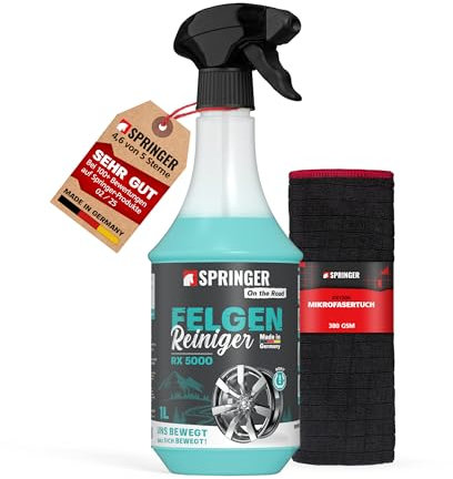 SPRINGER RX5000 - - Felgenreiniger 1 l + Zubehör - - Made in Germany - - Felgenspray säurefrei & materialschonend - - Gut haftende Gel Formel - - Mit Wirkindikator - - Für alle Felgen