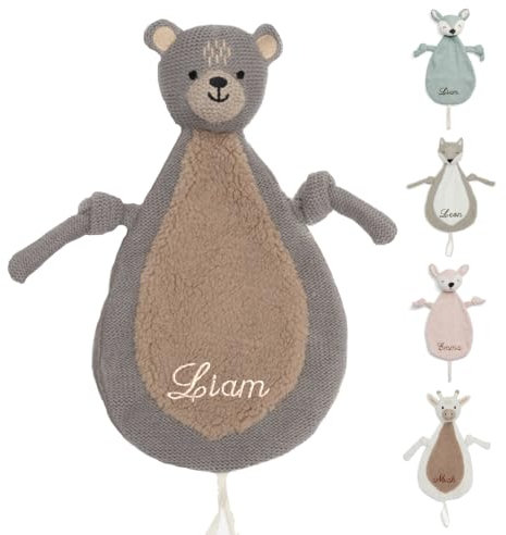 Manufaktur Liebevoll | Schmusetuch Personalisiert Bär Schnuffeltuch Geschenke mit Namen Baby Kuscheltier Schnullertuch Kinder Geburt Babygeschenk Taufe Namensgeschenk Mädchen Junge