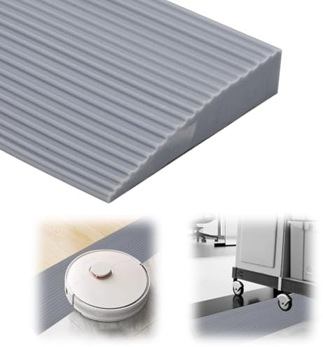 Rampa de umbral, rampa de umbral de puerta, rampa para sillas de ruedas de PVC, superficie antideslizante, rampa de goma, para silla de ruedas, cochecito, andador o scooter eléctrico (gris, 90 x 8 x 2