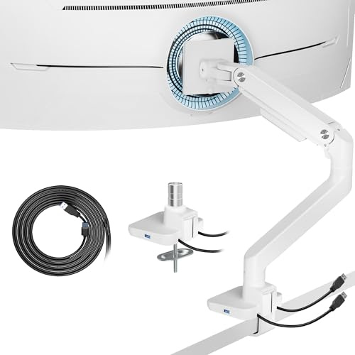 ARES WING Heavy Duty Monitor Arm for 17-49'' Max 44lbs, with USB, White