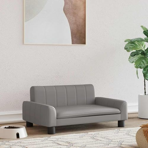 Gecheer Hundesofa aus Kunstleder, grau, weich gepolstert mit Schaumstoff, 70x45x30 cm, Liegefläche 52x37 cm, maximale Belastung 50 kg for kleine Hunde und Haustiere