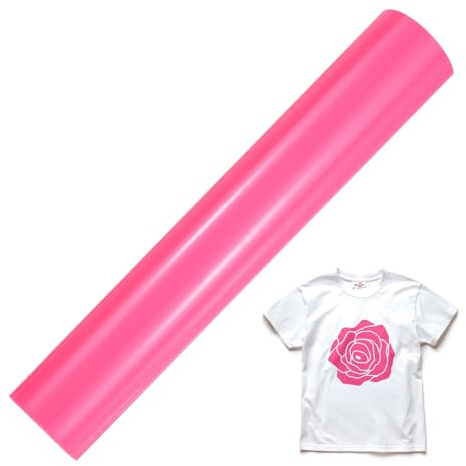 M METERXITY 1 Blatt 3D Puff Vinyl Heißtransfer 25 cm x 1,8 m Puff Vinyl Heißtransfer Fluoreszierendes Pink Schäumende HTV Folien Bügelfolie Für T-Shirts/DIY Stoffe
