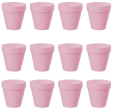 Molyorch 12 Piezas Pequeñas Macetas de Arcilla Macetas de Terracota, Maceteros de Terracota, para Plantas Semillas Cactus Escritorio Antepecho de Oficina Regalo para Boda Navidad (5.5 * 5cm-Rosa)