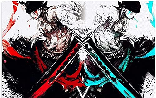 ERUZO Peinture diamant 5D au point de croix, dessin animé One Piece, décoration murale pour la maison, 40 x 50 cm