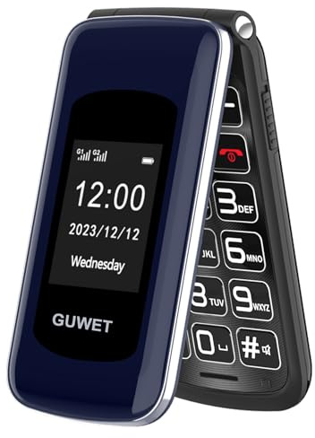 Guwet G739 2G Big button Mobile Phone for Elderly, Dual-screen, Senior Mobile Phones with 1600mAh Battery, Dual SIM Easy to Use Basic Mobile Phone With SOS Emergency Button, Blue