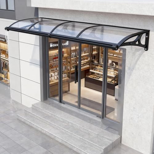 60x120cm Marquise De Porte Exterieur Largeur 60 80 90 100 120cm Auvent De Porte D'entrée, Errtsdb Marquise Solaire Abri Banne avec Support en Aluminium, Terrasse Toit Abri Protection