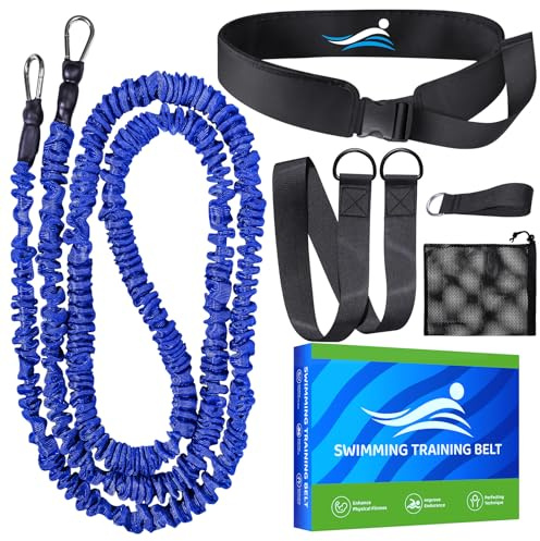 Schwimmgurt für Pool – Professioneller Schwimmtrainer mit einstellbarem Widerstand, 2,5–7,5 m Schwimmseil, Trainingsgürtel für Erwachsene & Kinder, Pooltraining ohne Gegenstromanlage, Schwarz