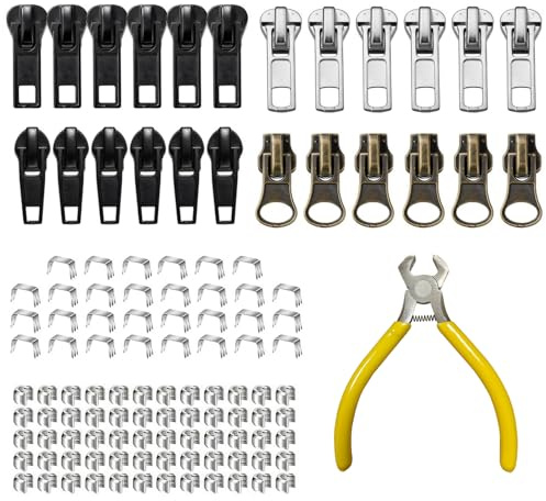 115Pcs Zipper Repair Kit, Universal Zip Pulls Replacement Parts