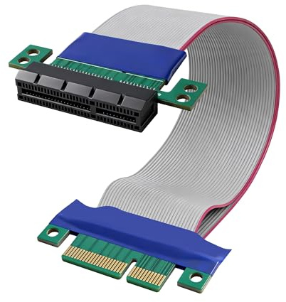 XMSJSIY PCIe 4X Extender Riser Kabel Extender GPU Grafikkarte Adapter | PCI-E Express 4X Stecker zu Buchse GPU vertikale Mount Grafikkarte Verlängerungskabel Extender Adapter - 19CM / 7,48 Zoll