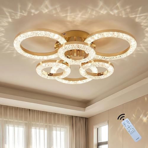 J.SUNUN LED Deckenleuchte Dimmbar, Moderne Ring-Design Deckenlampe 55CM 62W | Farbtemperatur Wechselbar 3000-6000K, Memory-Funktion & Nachtlicht, Wohnzimmerlampe Schlafzimmer Küche